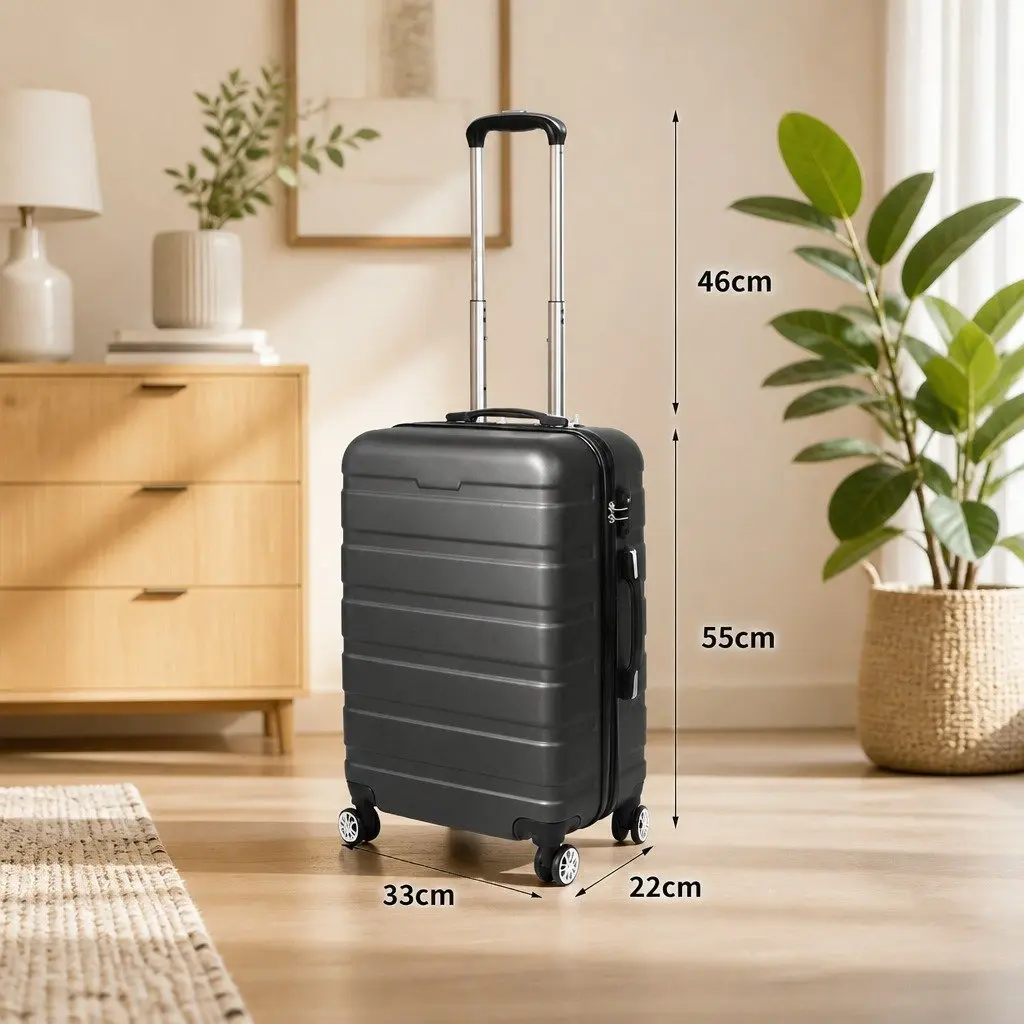 20 Inch Carry On Luggage Case ABS Lightweight Travel Suitcase Spinner Wheels Rose Gold Black Blue Dark Grey Green Silver Navy Purple
