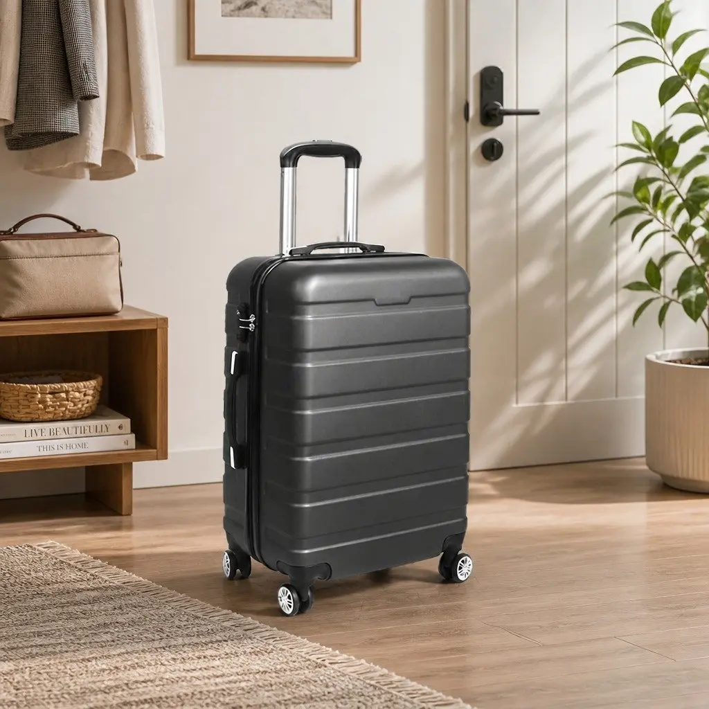 20 Inch Carry On Luggage Case ABS Lightweight Travel Suitcase Spinner Wheels Rose Gold Black Blue Dark Grey Green Silver Navy Purple