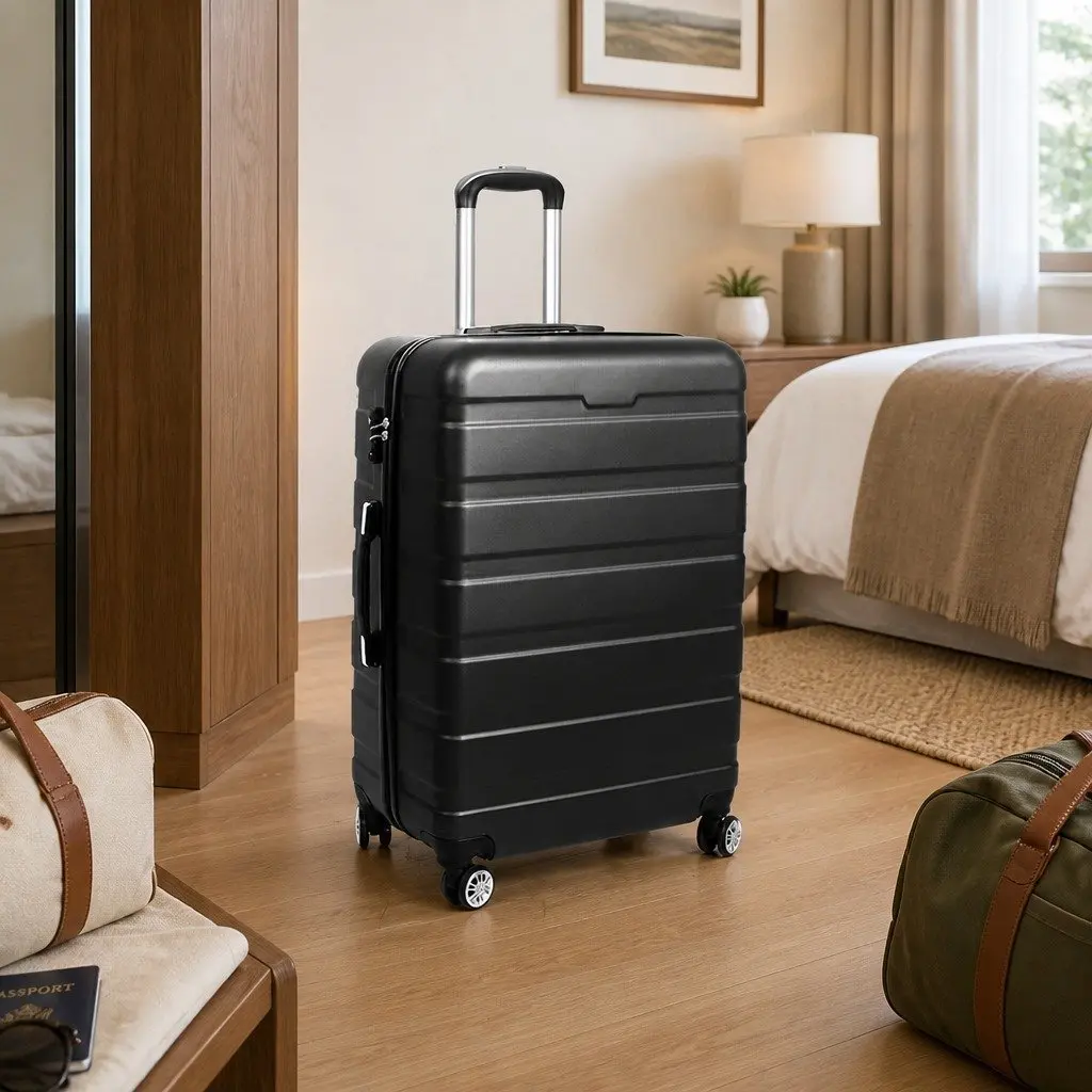Black 24 Inch Hardshell Suitcase with Combination Lock
