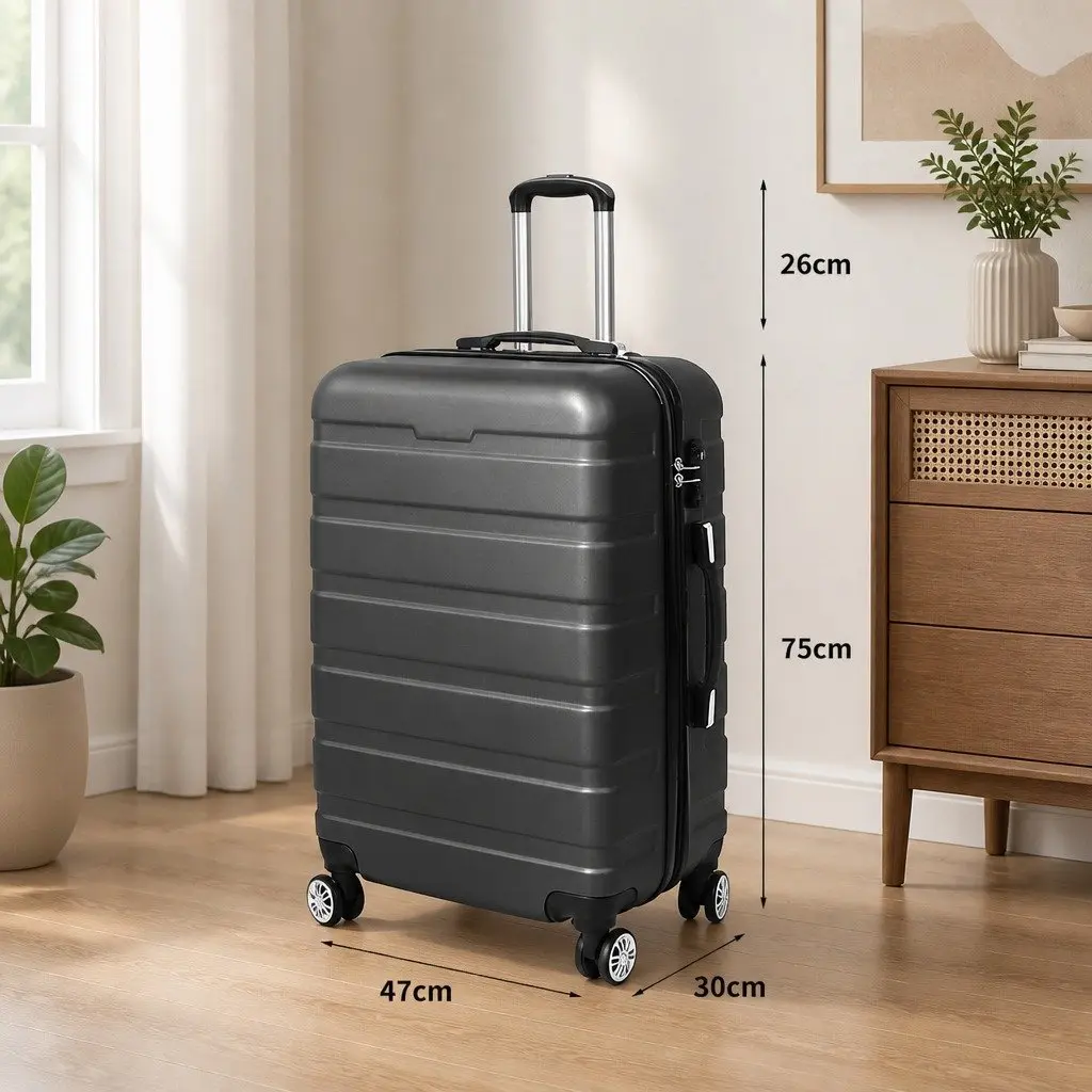 Luggage Suitcase ABS Hard Shell 28" Carry-On Travel Bag Spinner Wheels Rose Gold Black Blue Dark Grey Green Silver Navy Purple