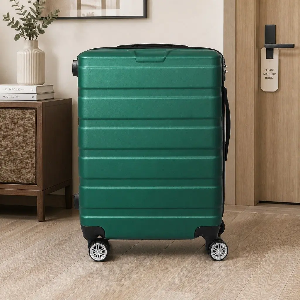 3-Piece Luggage Set Hard Shell Suitcase Travel Spinner Wheels Carry Handle Green