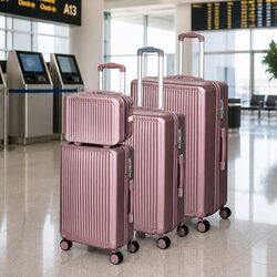 Rose Gold Hard Shell Luggage Trolley 4 Piece Set