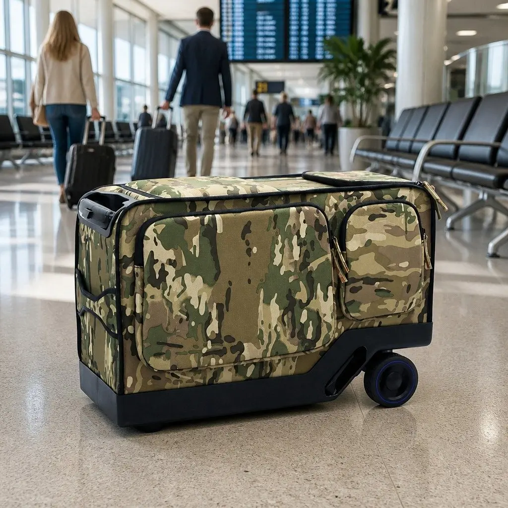 Electric Riding Luggage Suitcase Aluminium Alloy 20 Inch Green