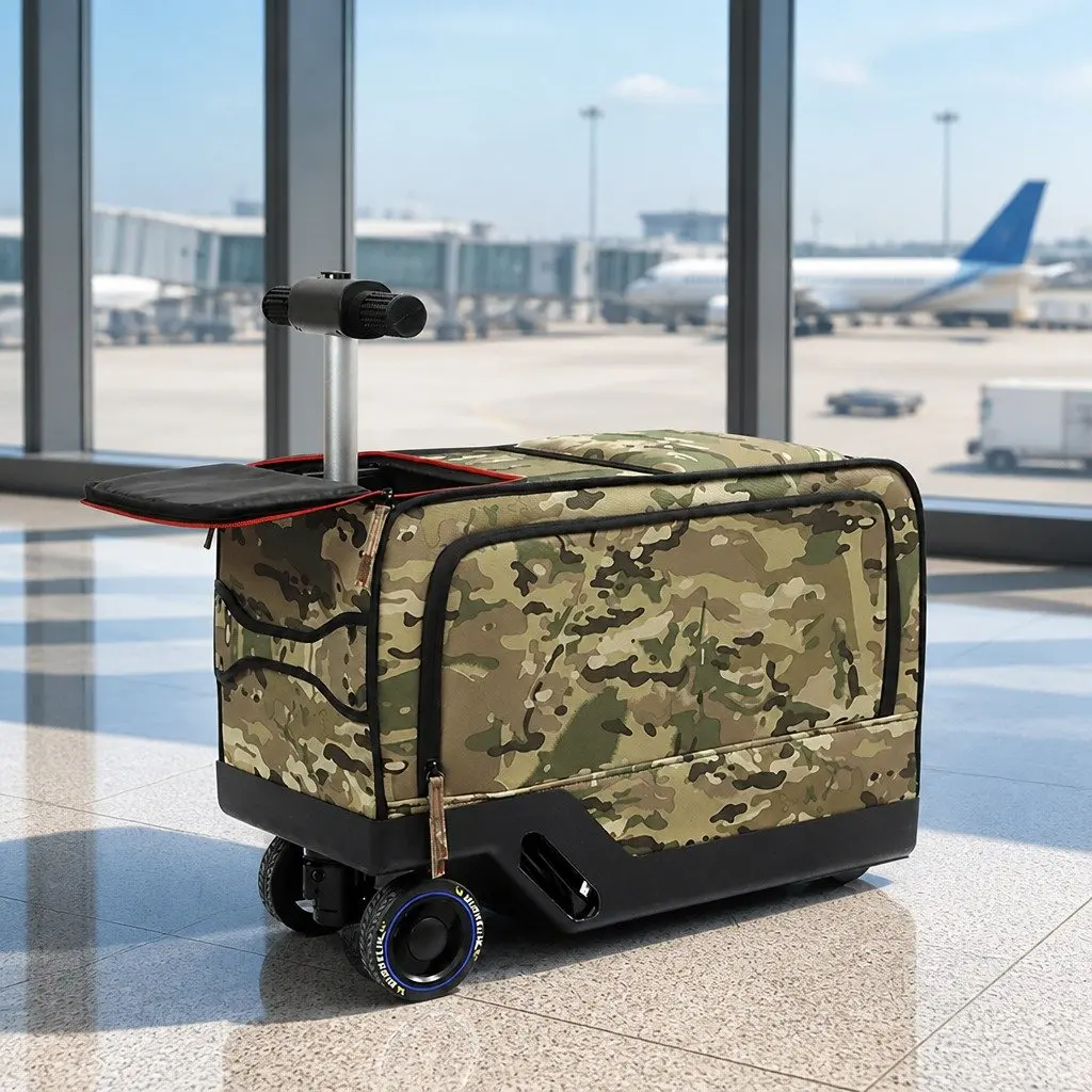 Electric Riding Luggage Suitcase Aluminium Alloy 20 Inch Green