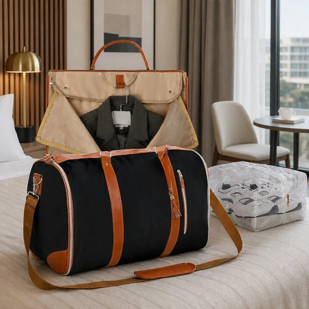 55L Black Garment Bag with Shoulder Strap