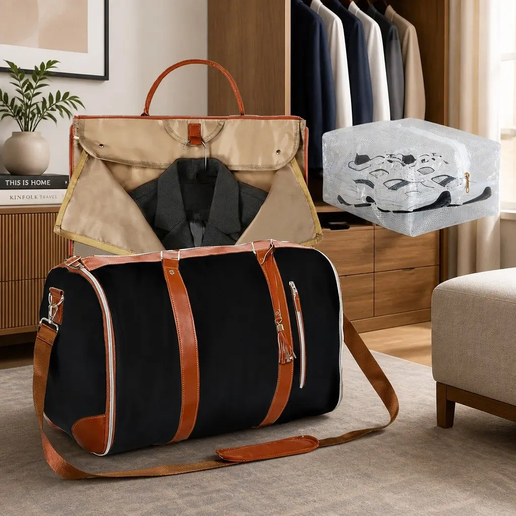 55L Black Garment Bag with Shoulder Strap