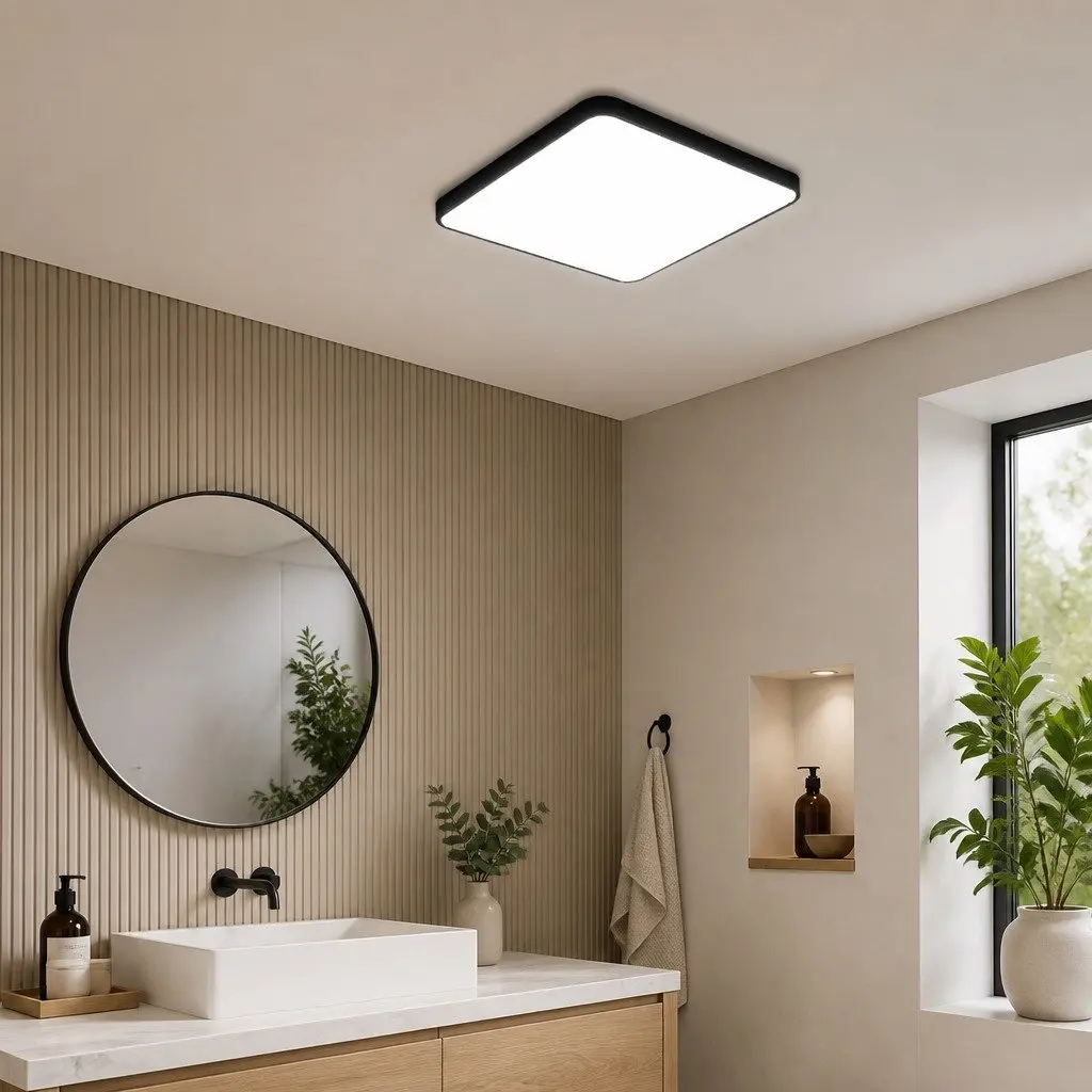 LED Ceiling Light Acrylic 30cm Square Black Ultra-Thin 5CM Panel Flush Mount
