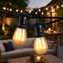 60M Outdoor Festoon String Lights with 60 LED Bulbs