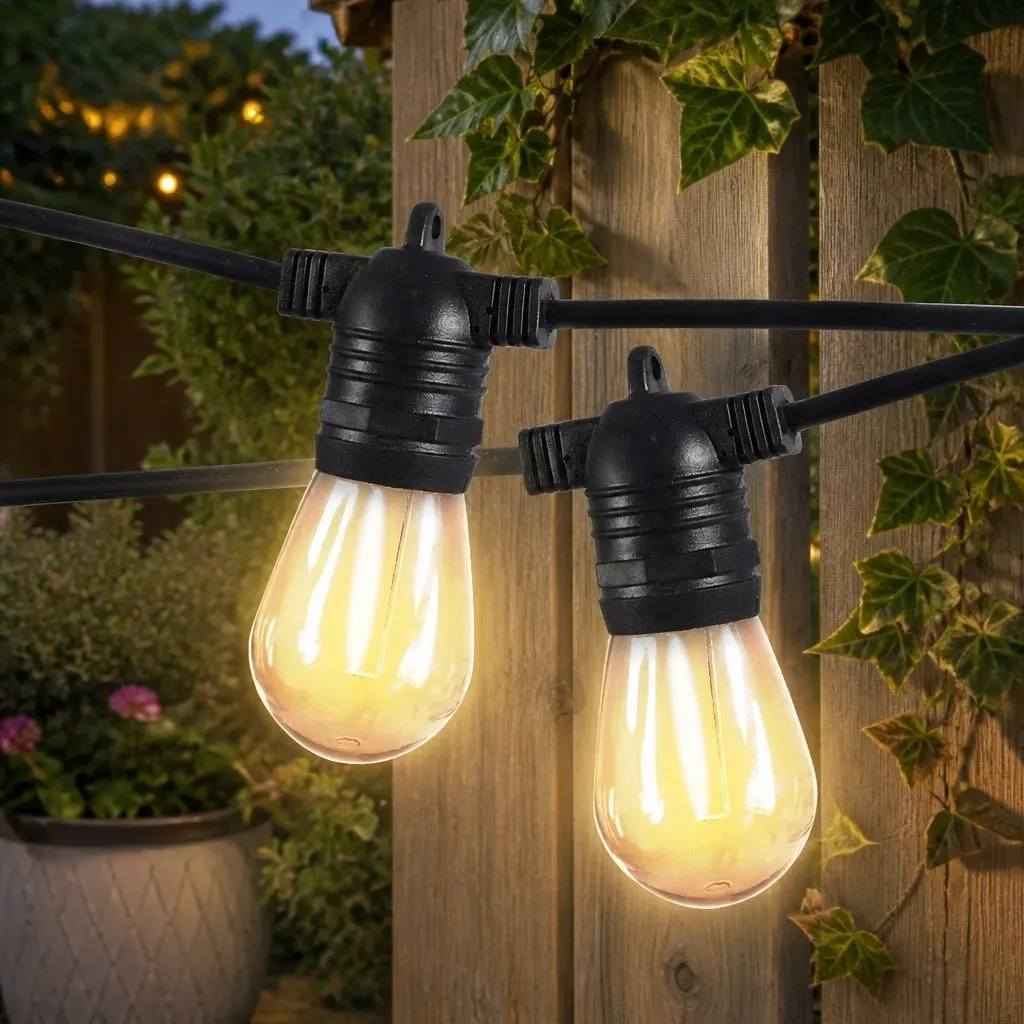 60M Outdoor Festoon String Lights with 60 LED Bulbs