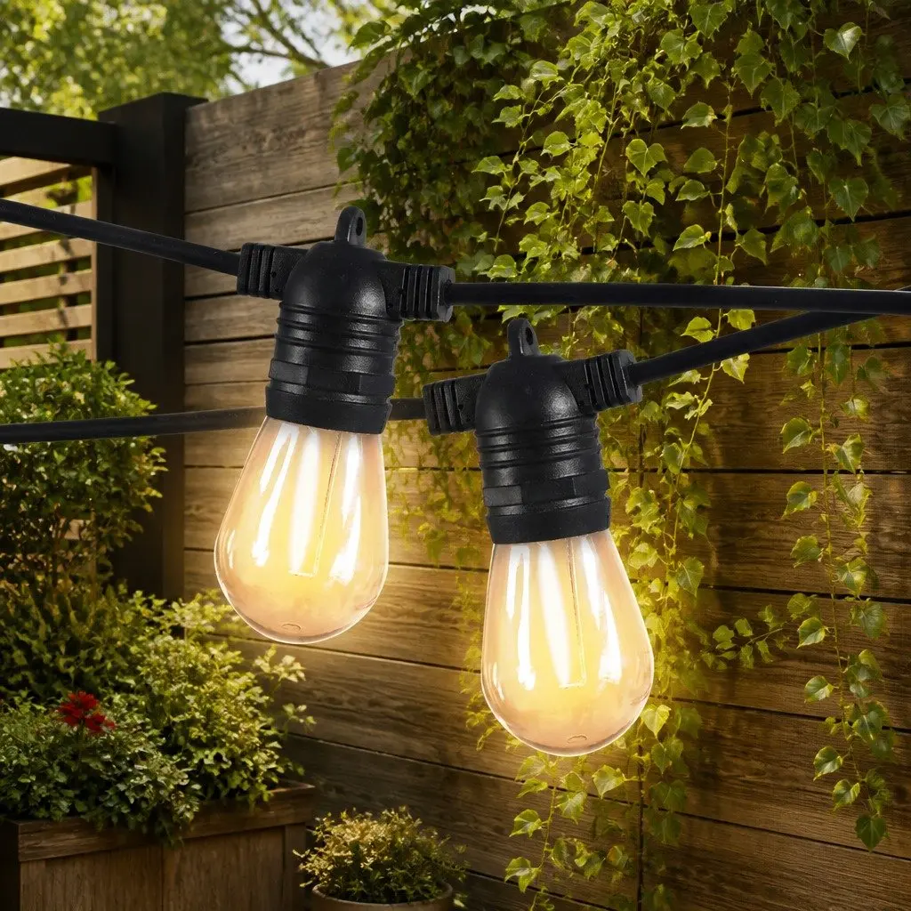 60M Outdoor Festoon String Lights with 60 LED Bulbs