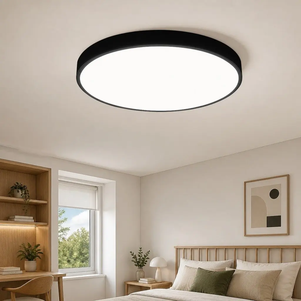 60W Ultra-Thin Black LED Ceiling Light with 3 Colour Options