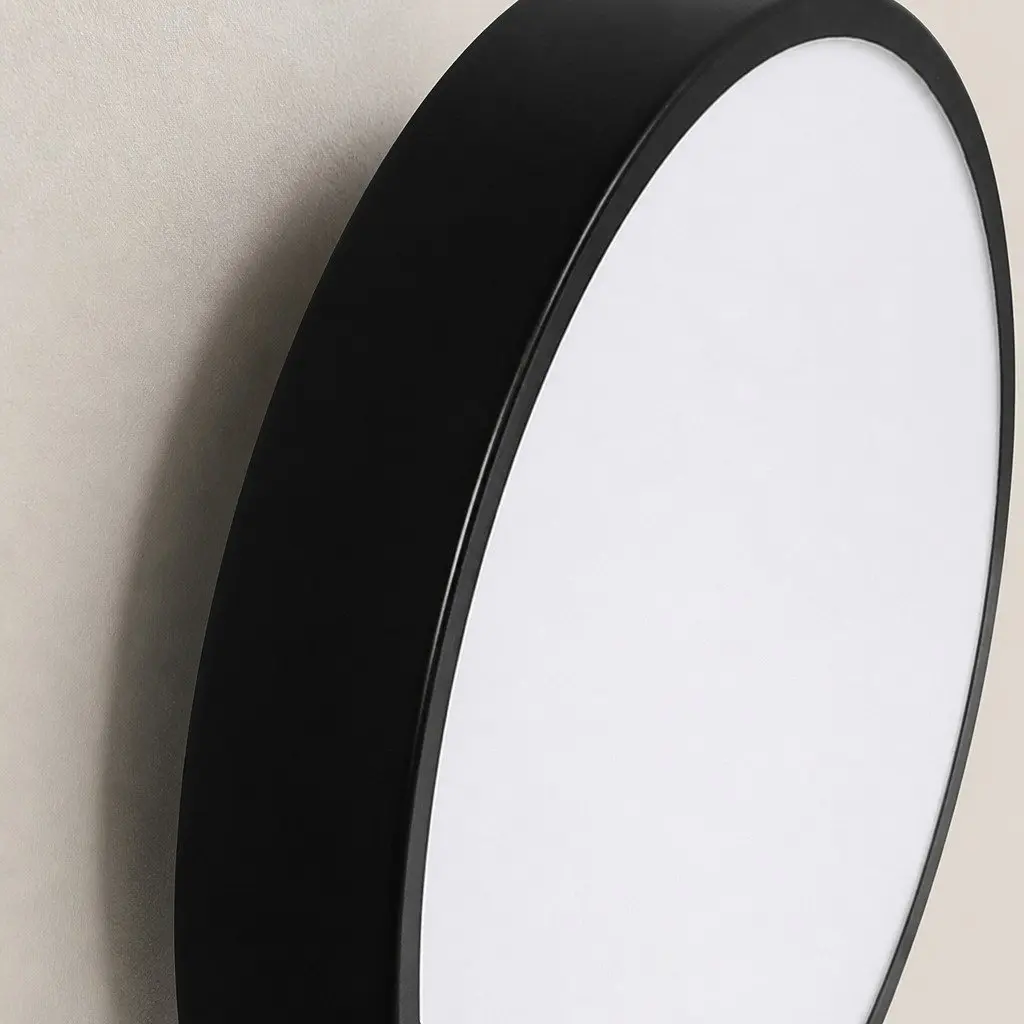 LED Ceiling Light Acrylic Metal 40cm Black Ultra-Thin 5cm Round Flush Mount Fixture