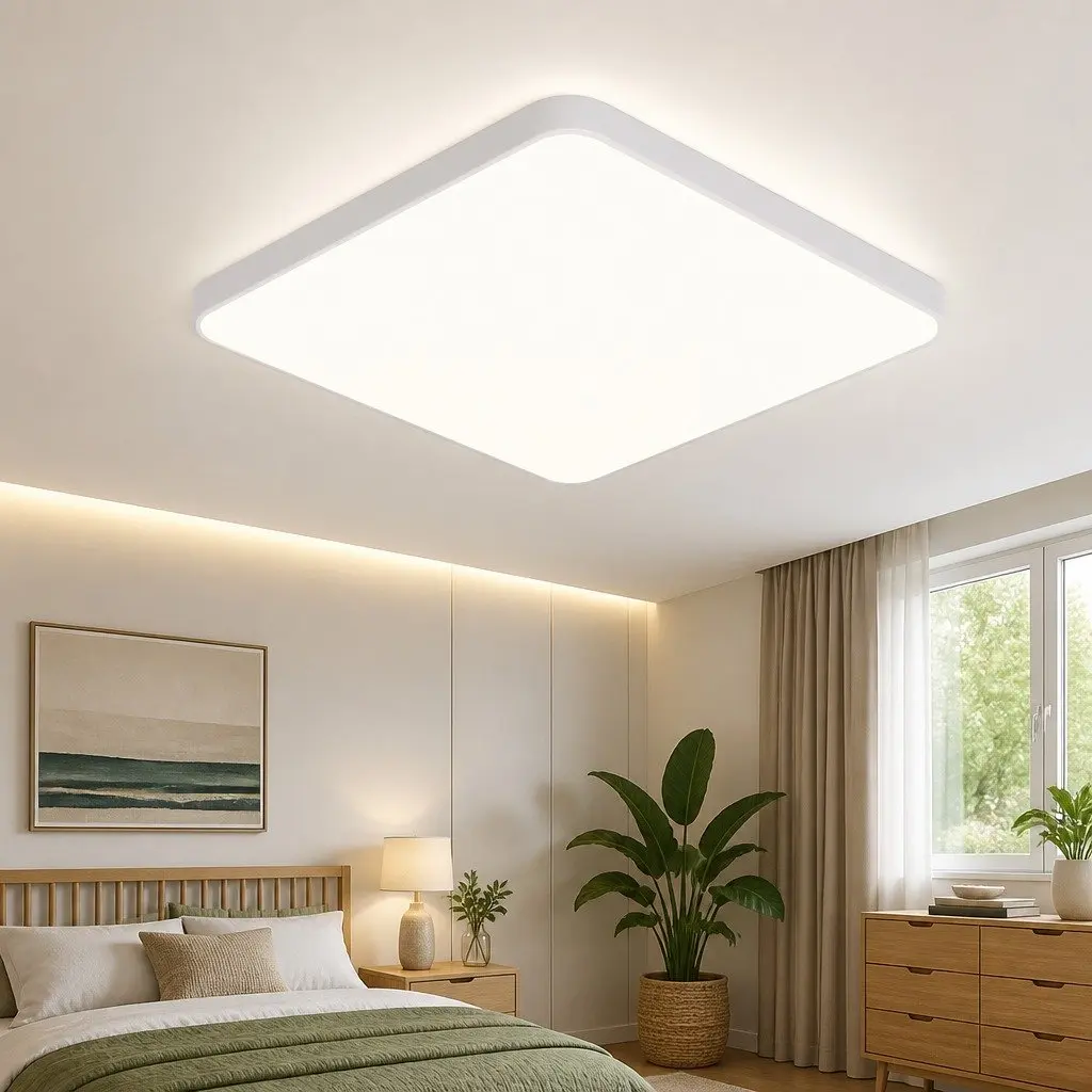 LED Ceiling Light Acrylic Metal 30cm x 30cm x 5cm White 3-Colour Dimmable Ultra-Thin Flush Mount
