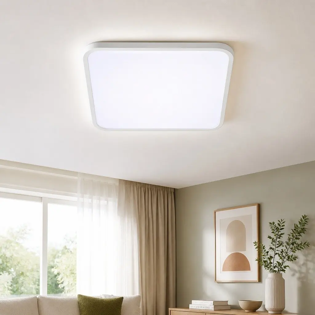 LED Ceiling Light Acrylic 40cm Square 54W White 3-Colour Dimmable Ultra-Thin Flush Mount