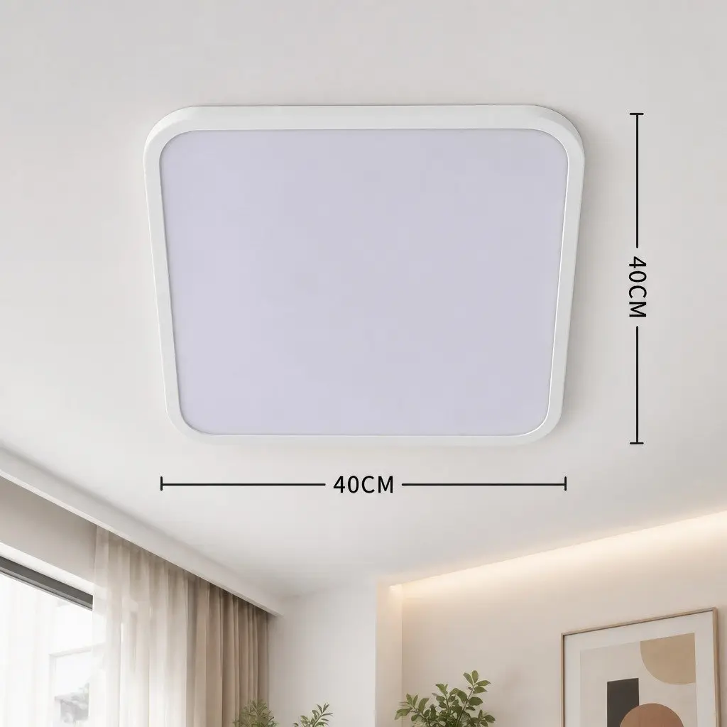 LED Ceiling Light Acrylic 40cm Square 54W White 3-Colour Dimmable Ultra-Thin Flush Mount
