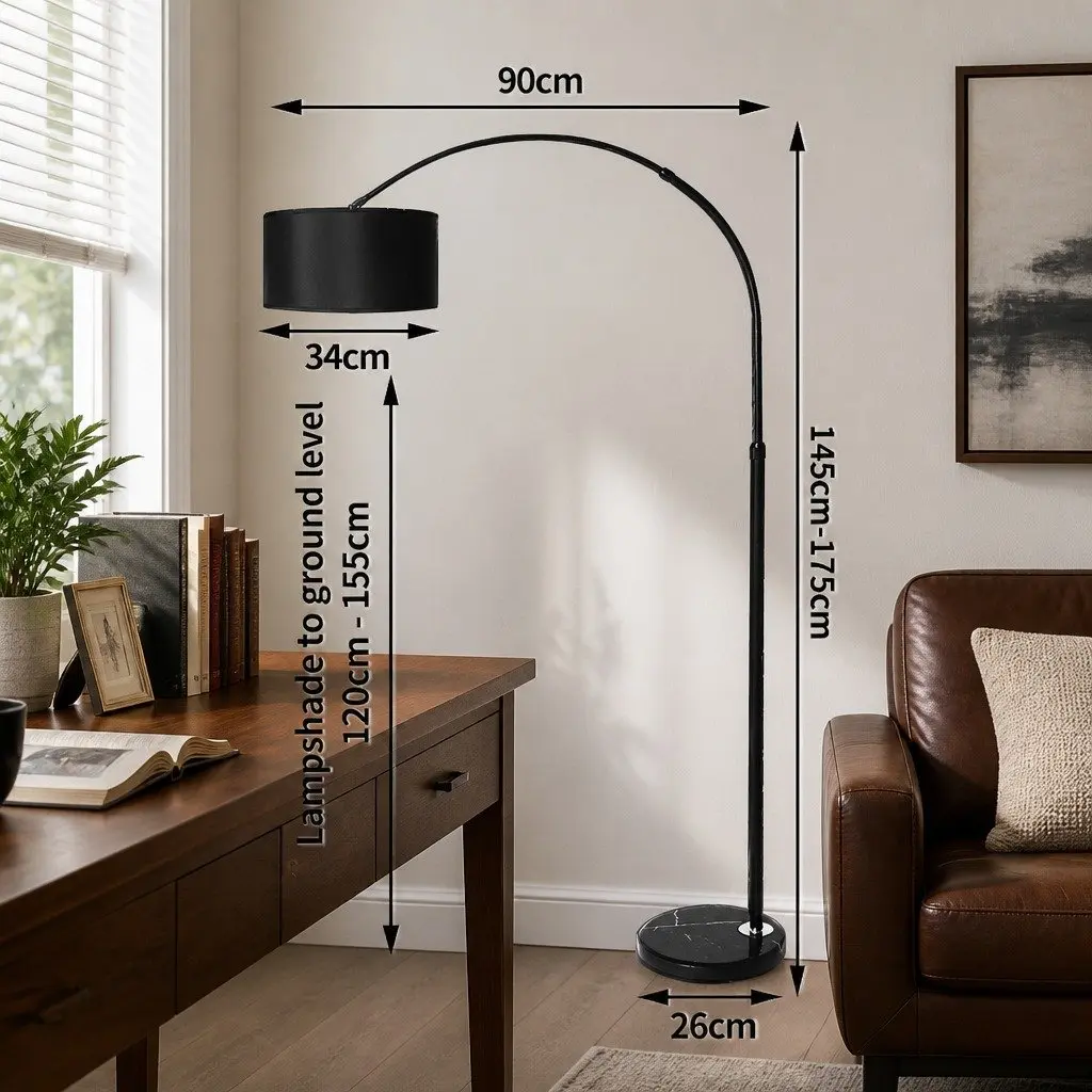 Adjustable Arm LED Floor Lamp with Marble Base