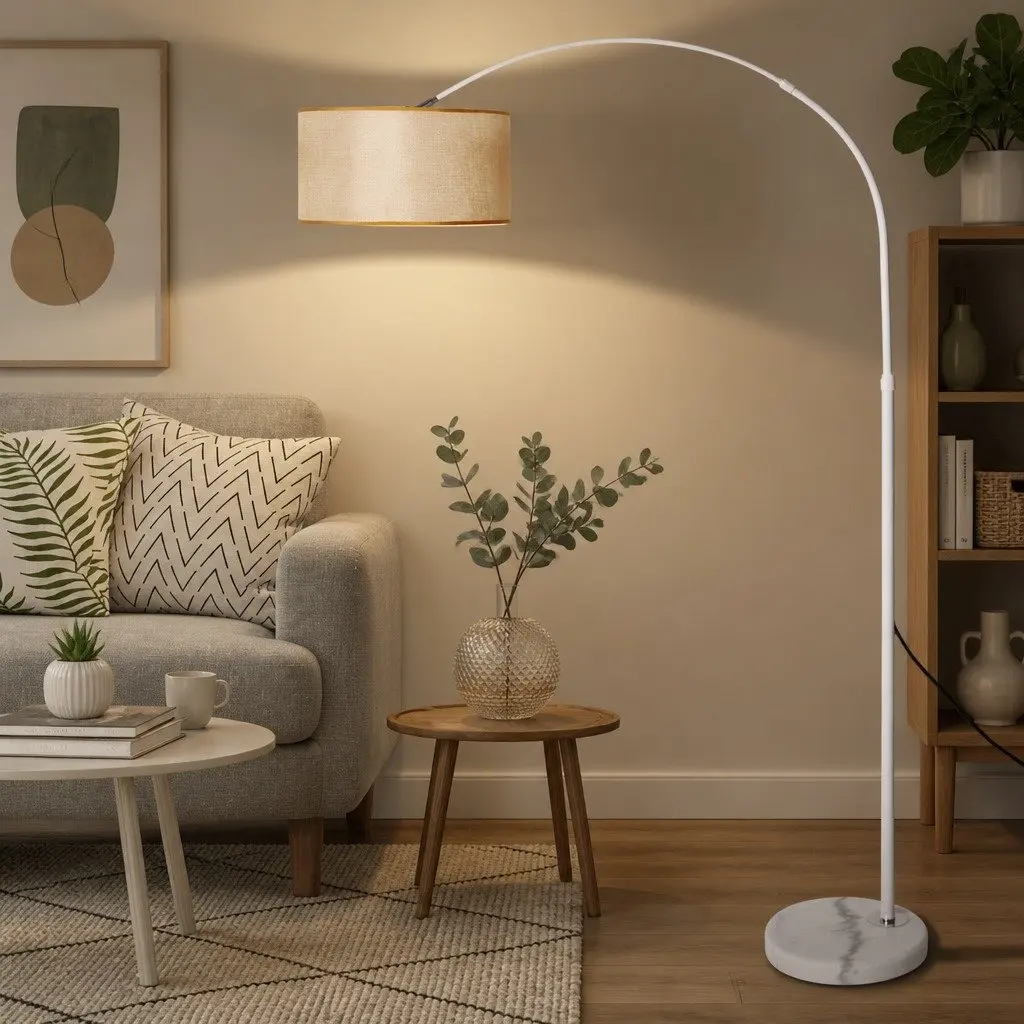 Adjustable Arm LED Floor Lamp with Marble Base