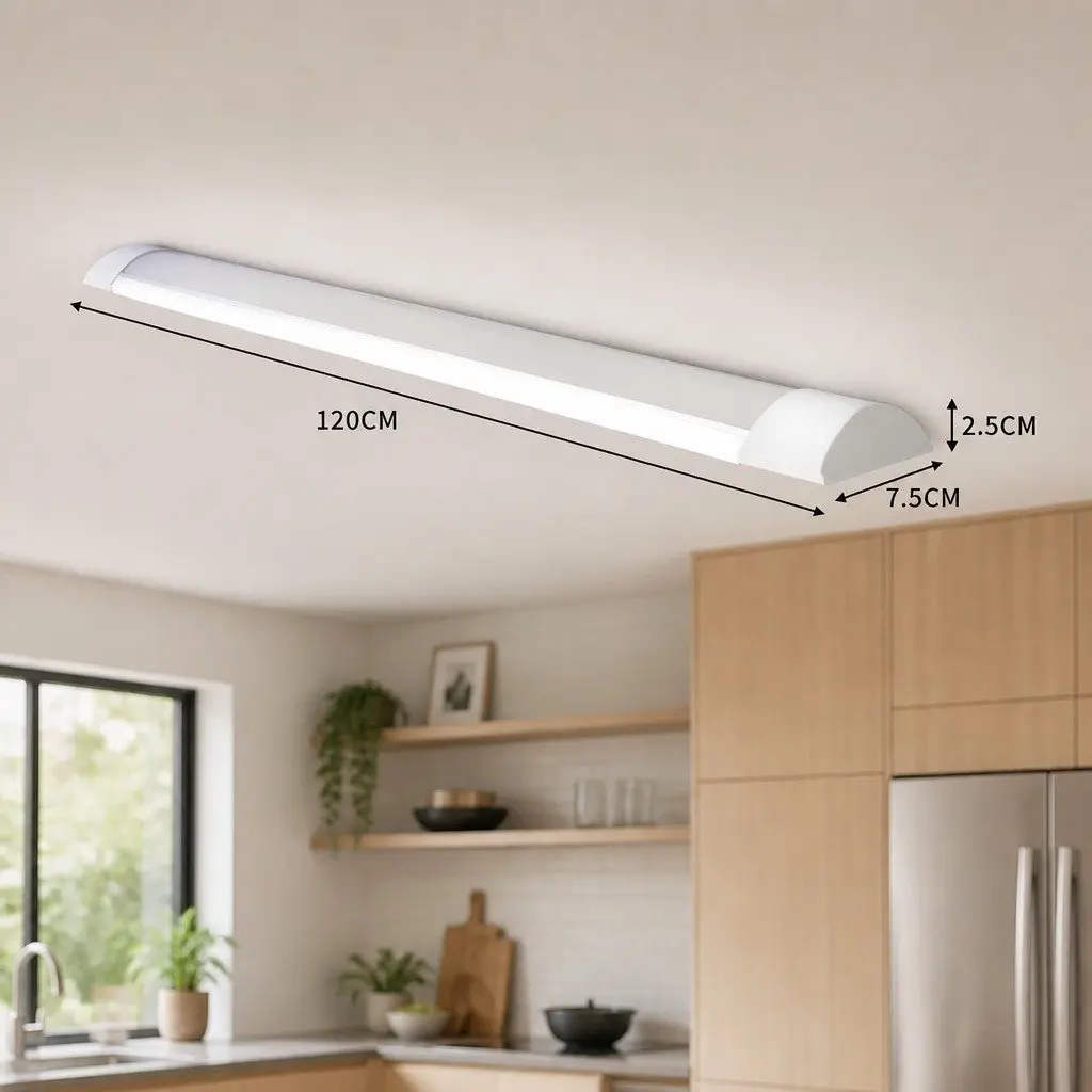 LED Slim Ceiling Batten 120cm Cool White 6500K 4800lm Energy Efficient Indoor