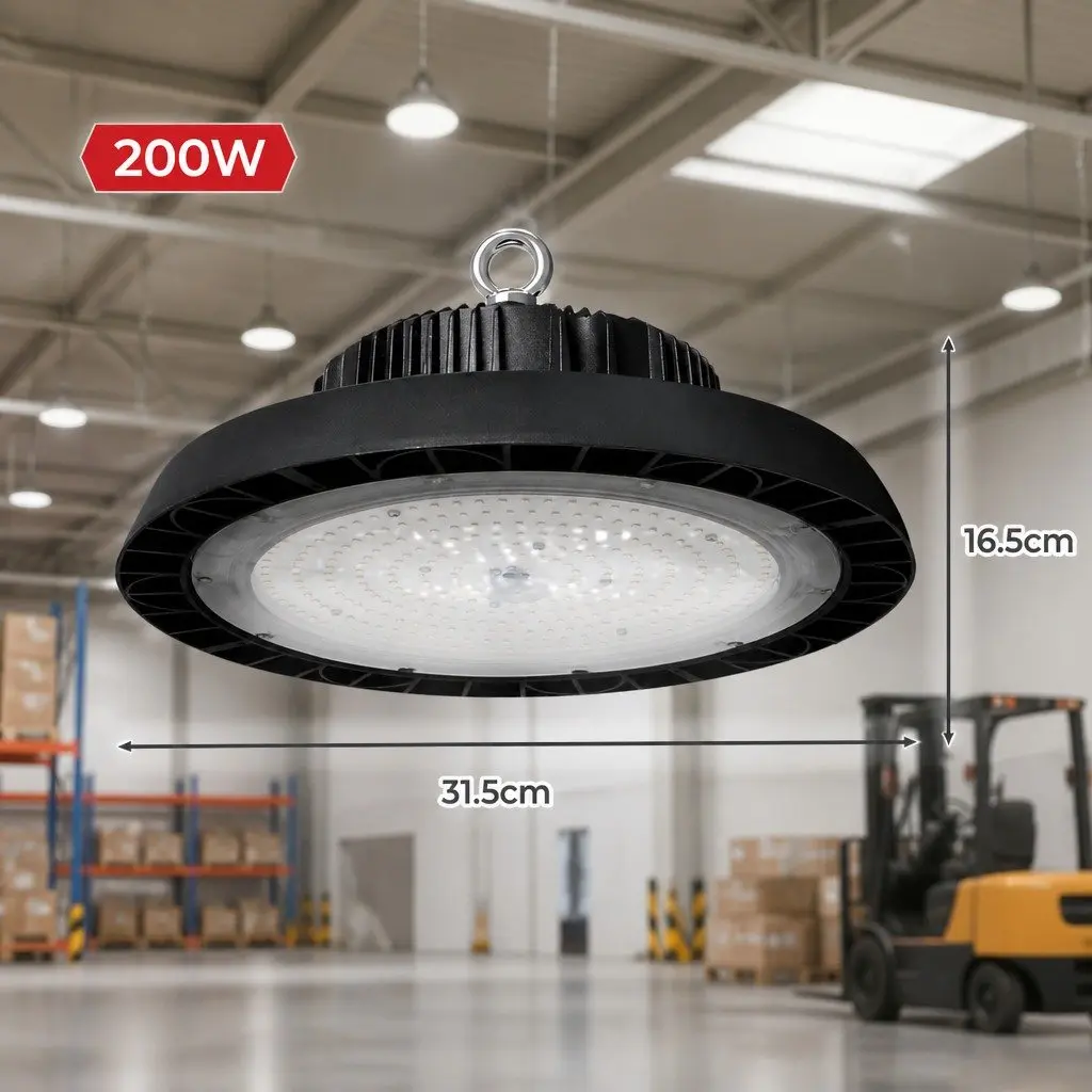 LED High Bay Light 200W Aluminium 35cm Black