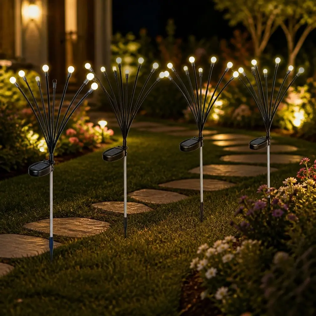 Solar Lawn Lights with 8 Flexible LED Heads