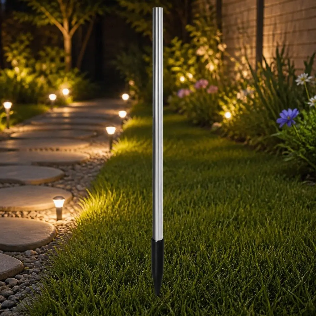 Solar Lawn Lights ABS PVC Stainless Steel 73cm Black Warm White 8 Head