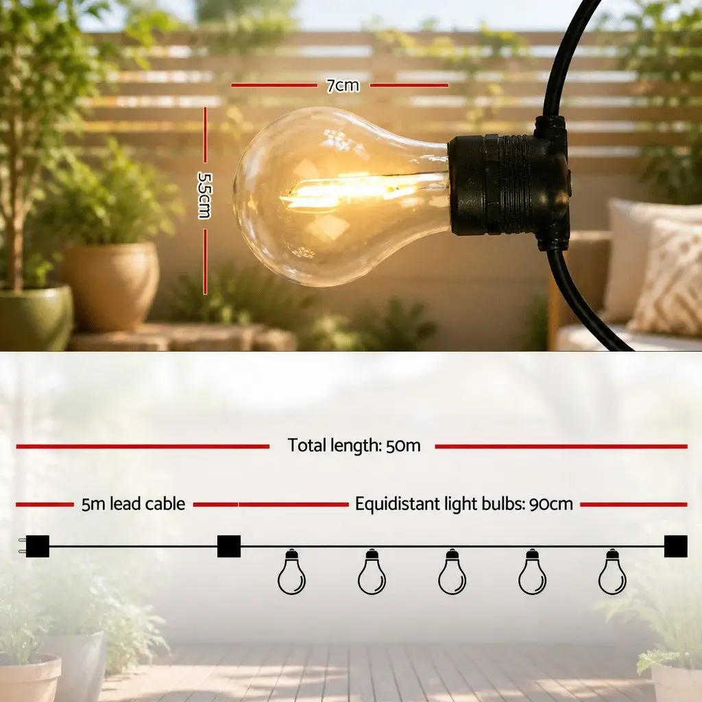 50m Festoon String Lights for Outdoor Events