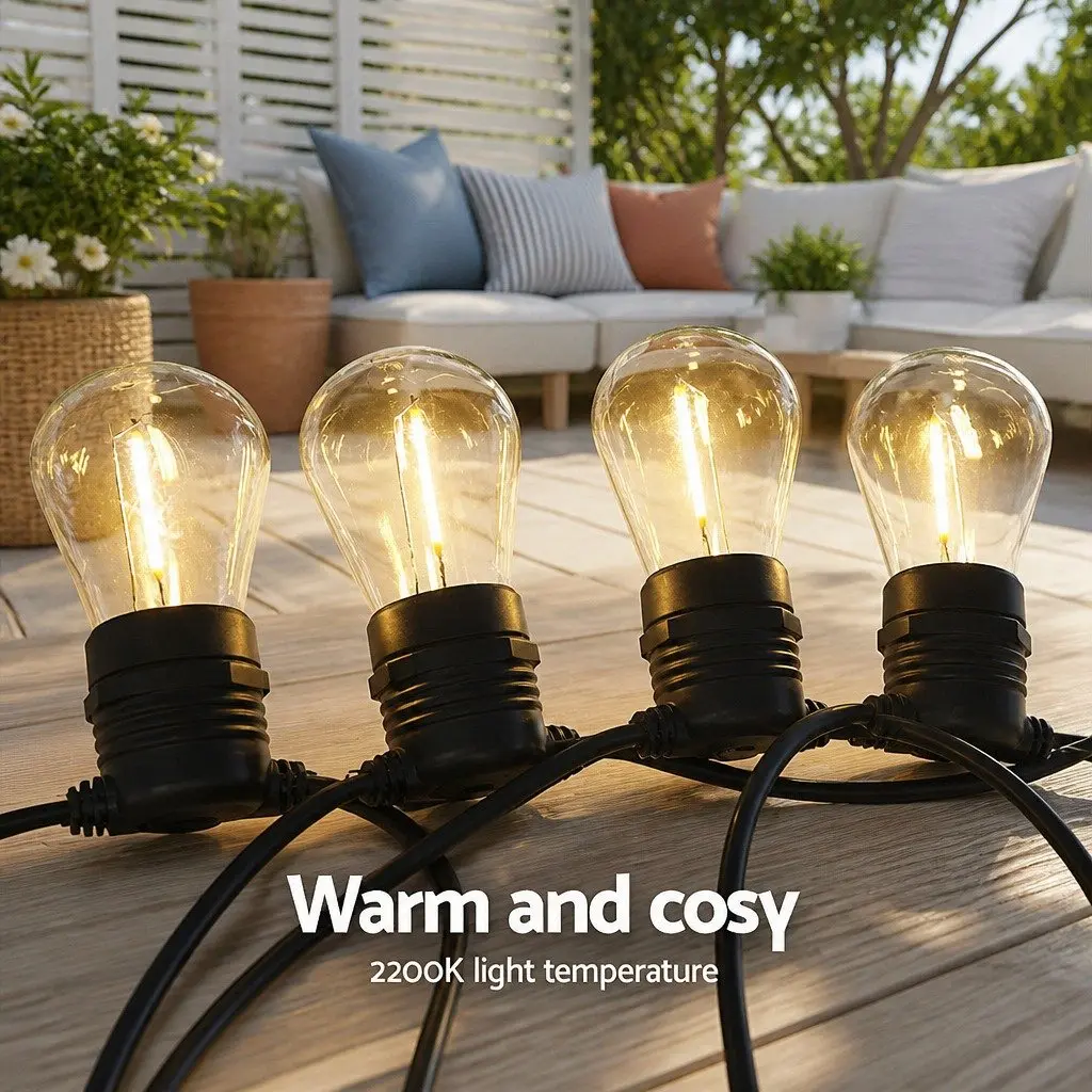 Warm White LED Festoon String Lights 14m