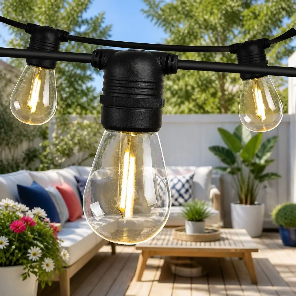 Warm White LED Festoon String Lights 14m