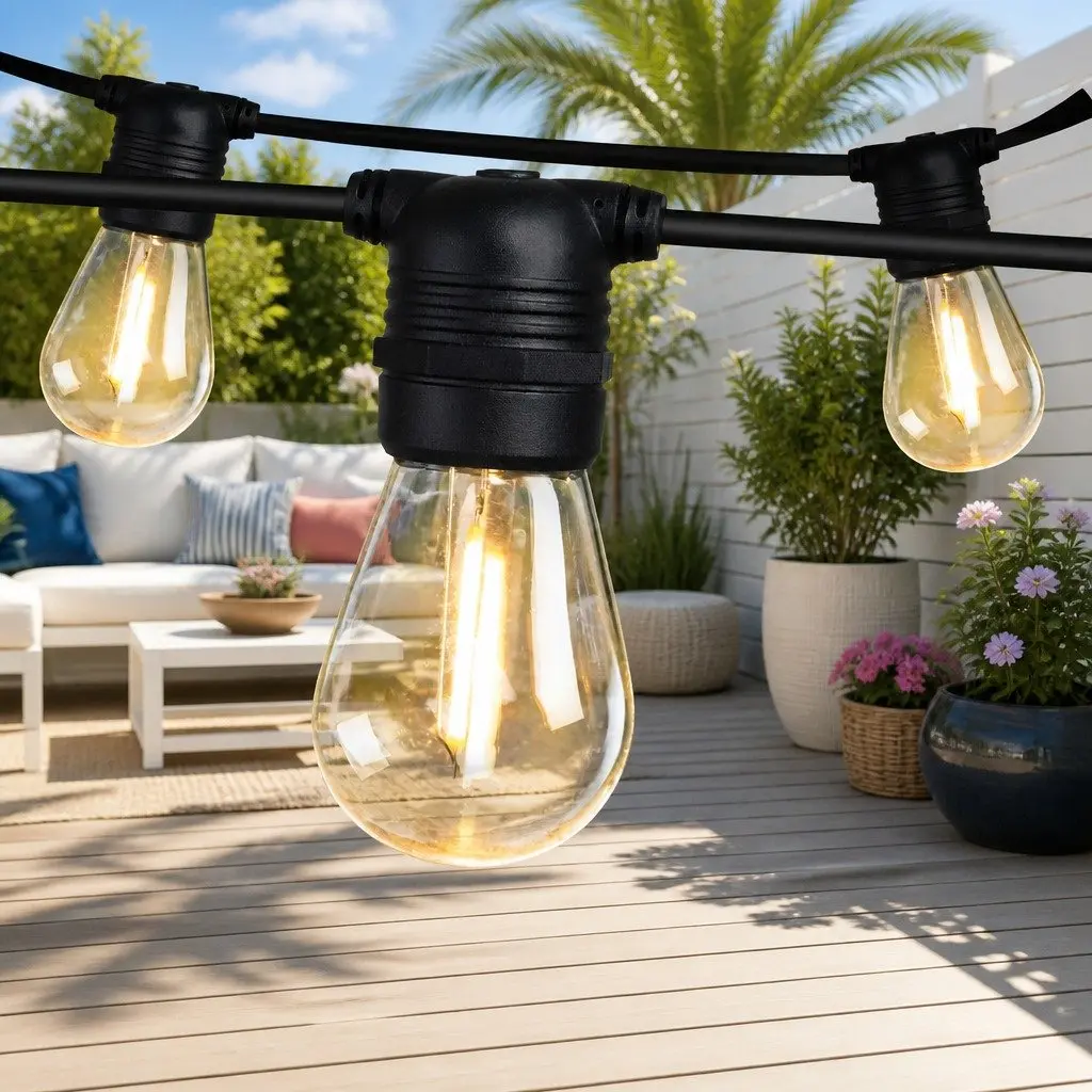 Warm White LED Festoon String Lights 14m