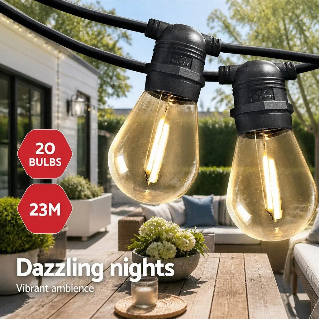 Festoon String Lights LED 23m Warm White Outdoor Garden