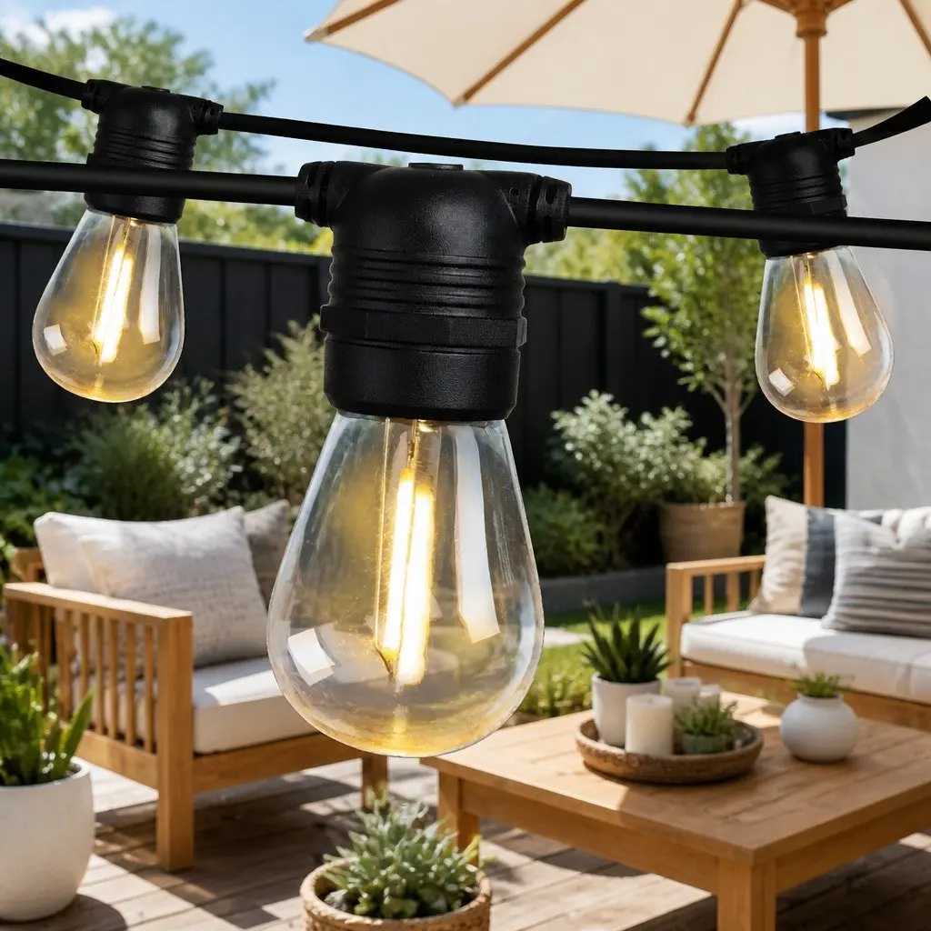 32m Festoon String Lights with Warm White LED Glow