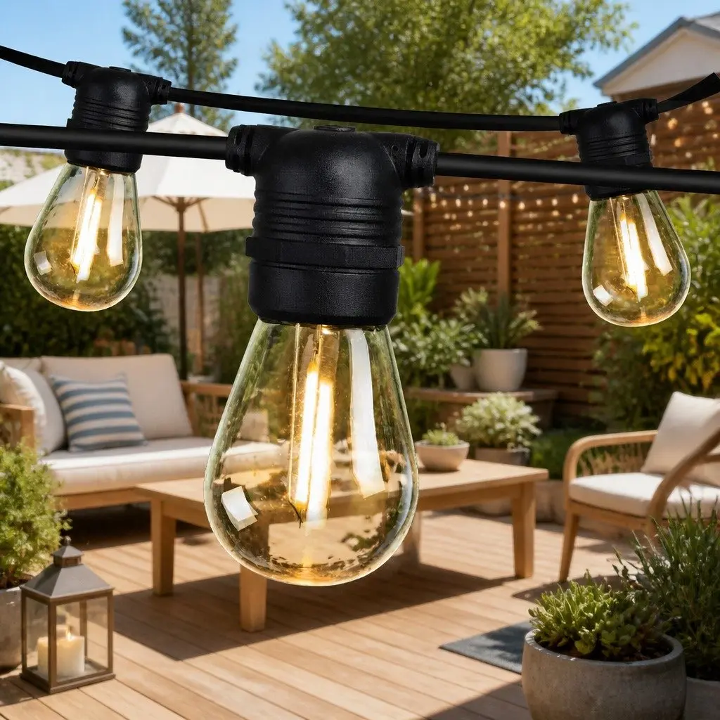 32m Festoon String Lights with Warm White LED Glow