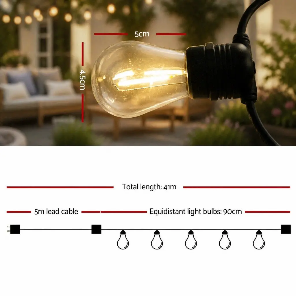 Festoon String Lights LED 41m Warm White Outdoor Garden