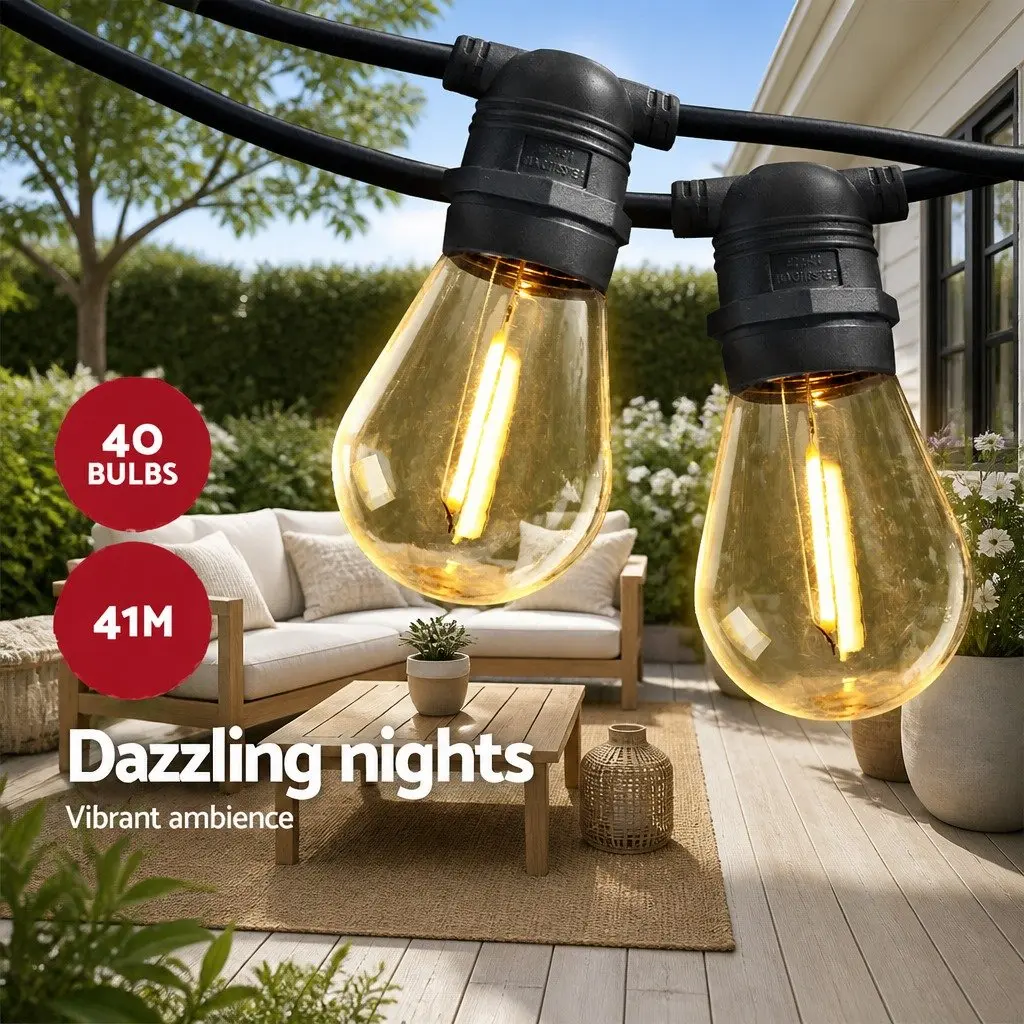 Festoon String Lights LED 41m Warm White Outdoor Garden