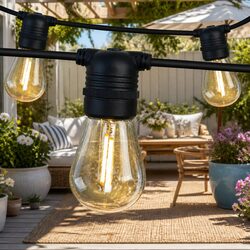 50m Festoon String Lights - Durable Warm White Outdoor Lighting