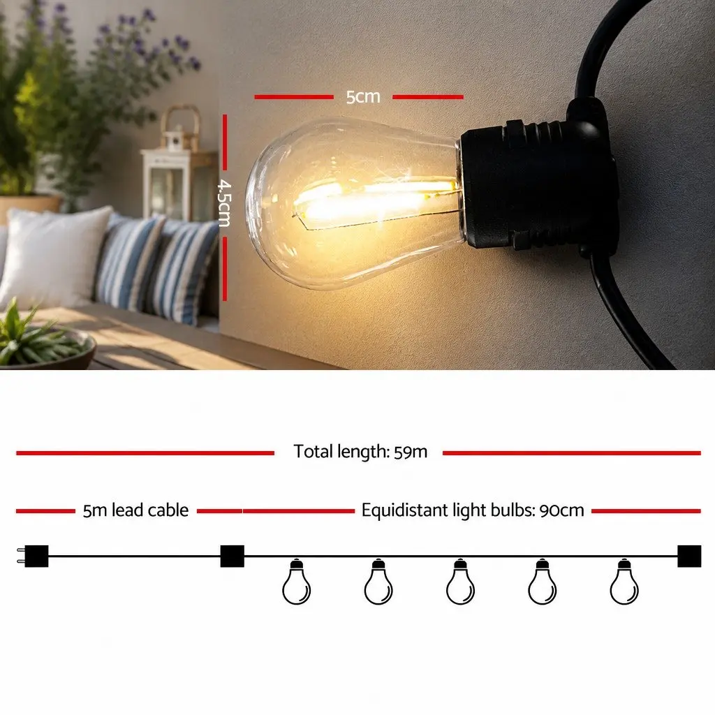 59m LED Festoon String Lights for Outdoor Celebrations