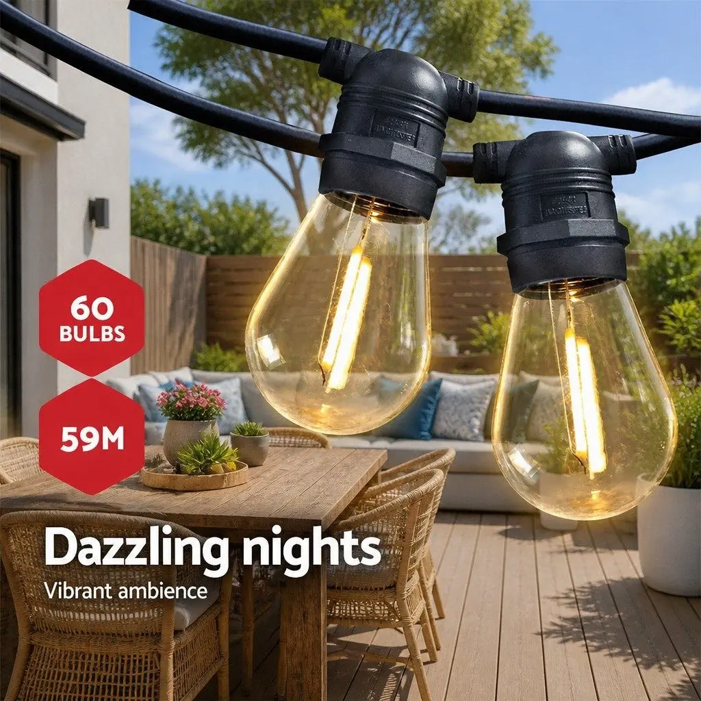 59m LED Festoon String Lights for Outdoor Celebrations