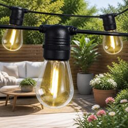 68m Festoon String Lights Warm White LED Outdoor Wedding Party Garden