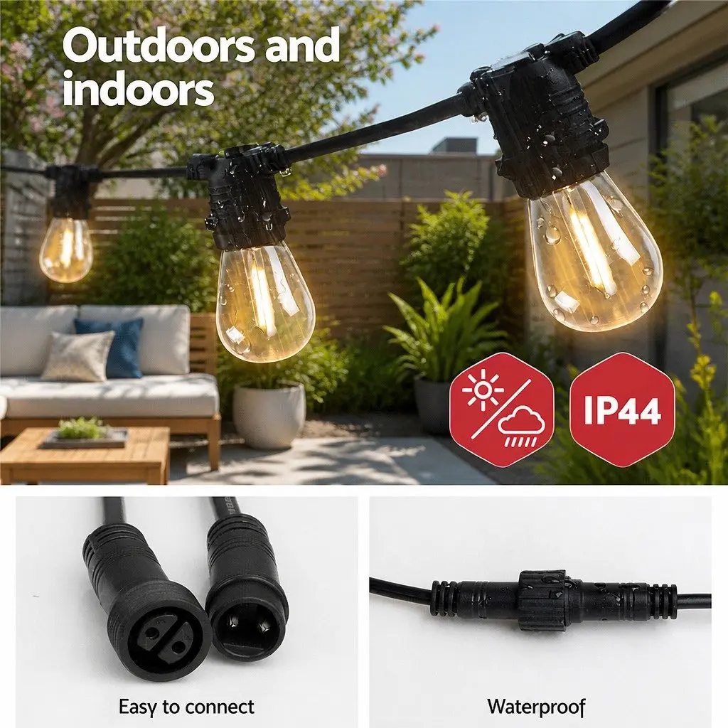Festoon String Lights LED 68m Warm White Outdoor Garden