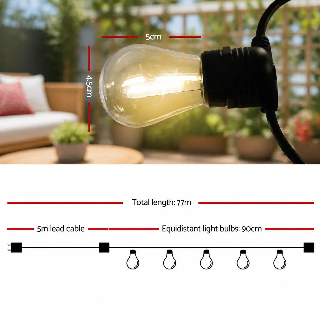 77m LED Festoon String Lights Warm White