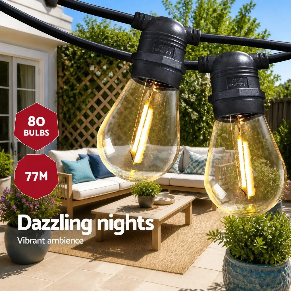 77m LED Festoon String Lights Warm White