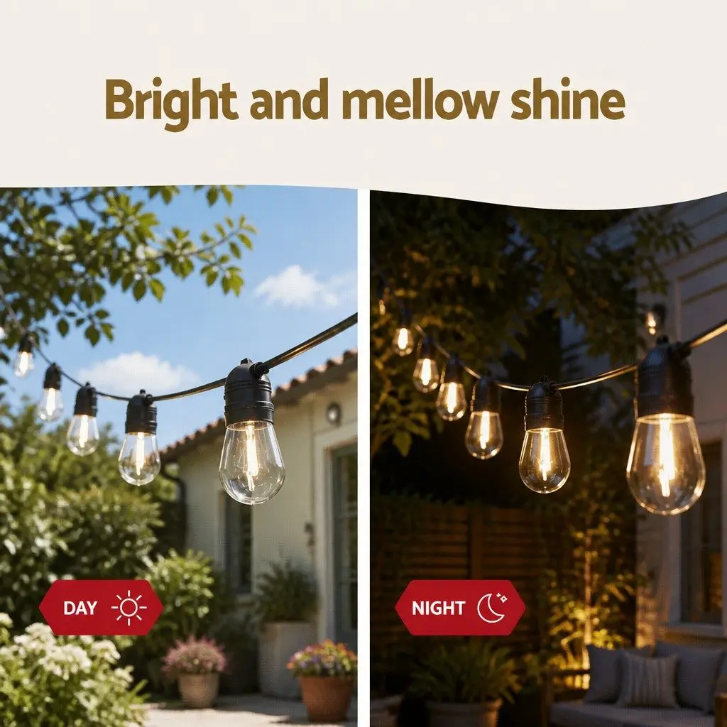 Festoon String Lights 91m Warm White 100 Bulbs Indoor Outdoor Decorative Lighting