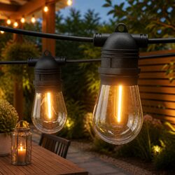 19m Festoon String Lights with 20 Bright Warm White Bulbs