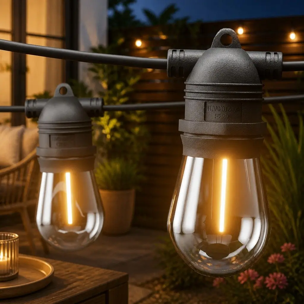 Festoon String Lights Warm White 19m 20 Bulbs Indoor Outdoor
