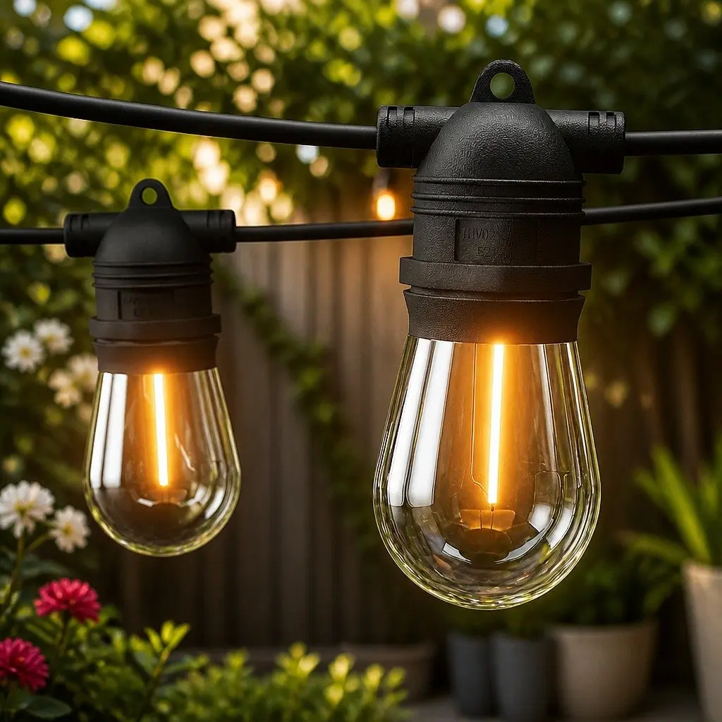 Festoon String Lights Warm White 19m 20 Bulbs Indoor Outdoor