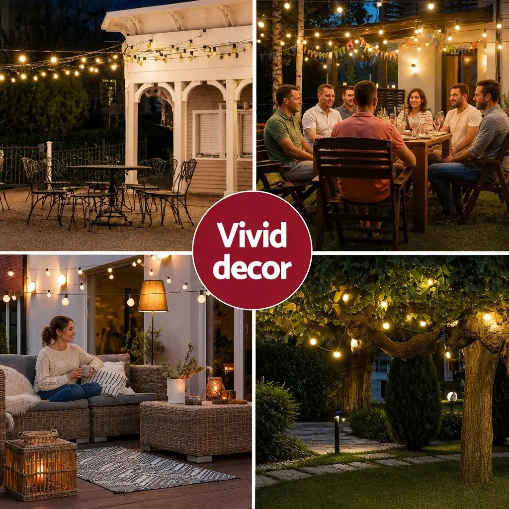 37m Festoon String Lights with 40 Warm White Bulbs