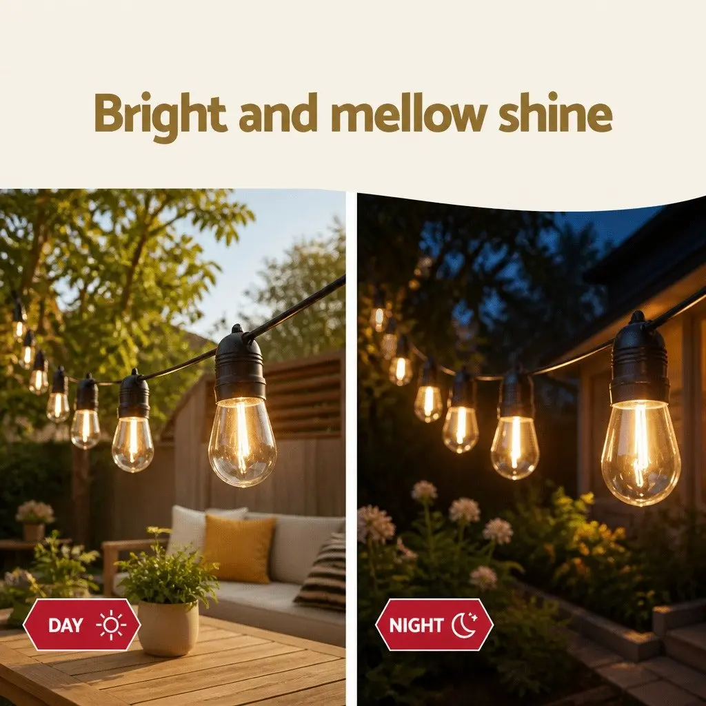 37m Festoon String Lights with 40 Warm White Bulbs