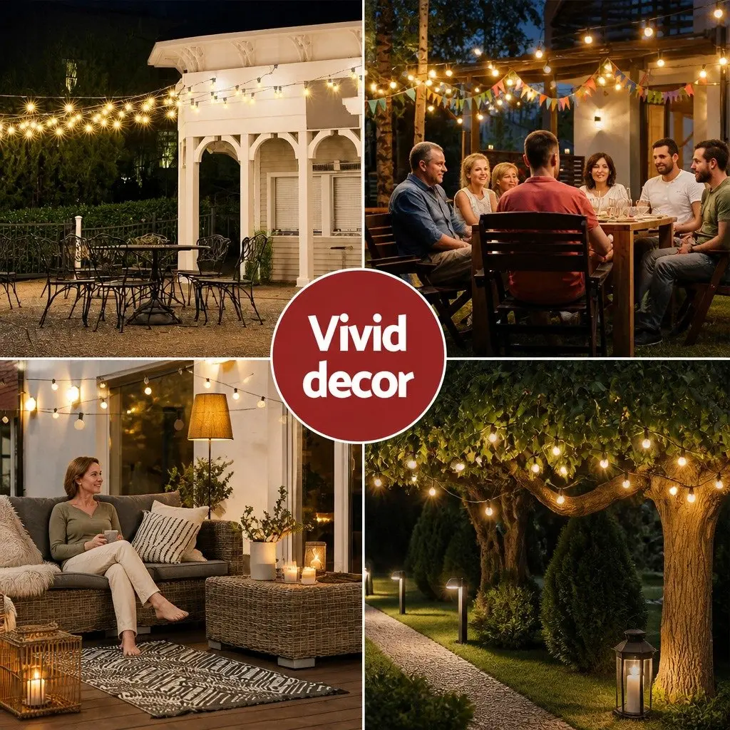 Festoon Lights Warm White 46m String Lights Outdoor Indoor