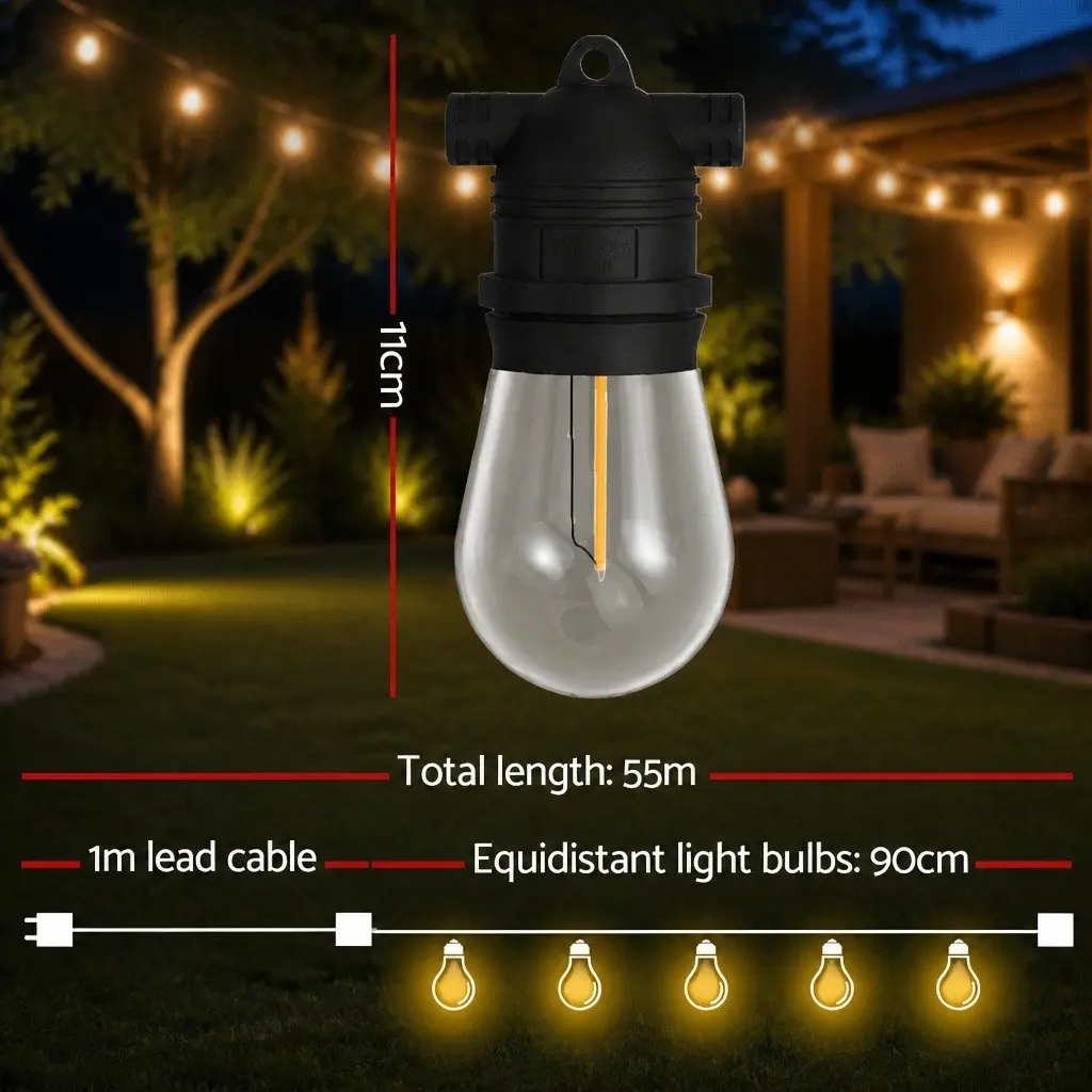 Festoon String Lights Warm White 55m Outdoor