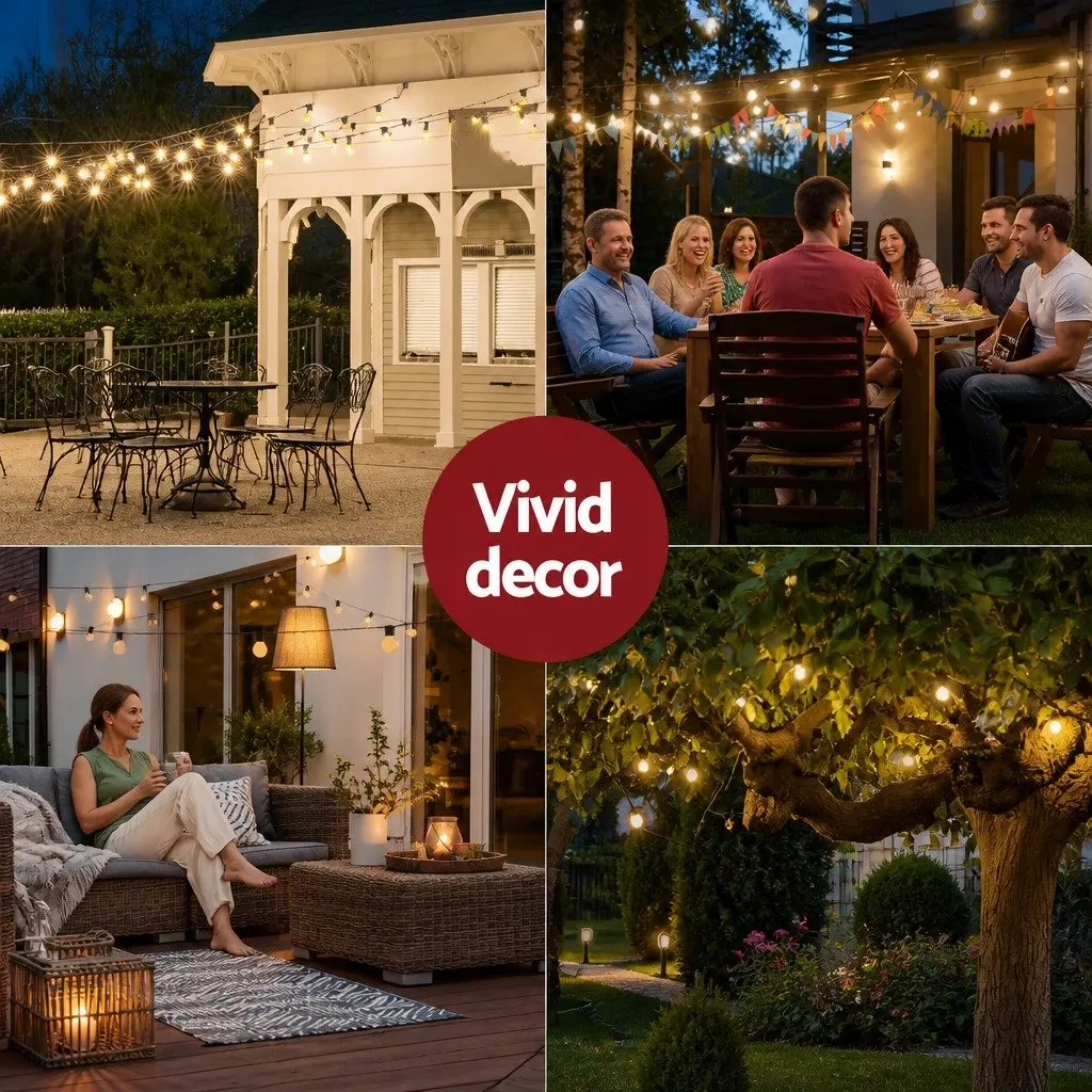 Festoon String Lights Warm White 55m Outdoor